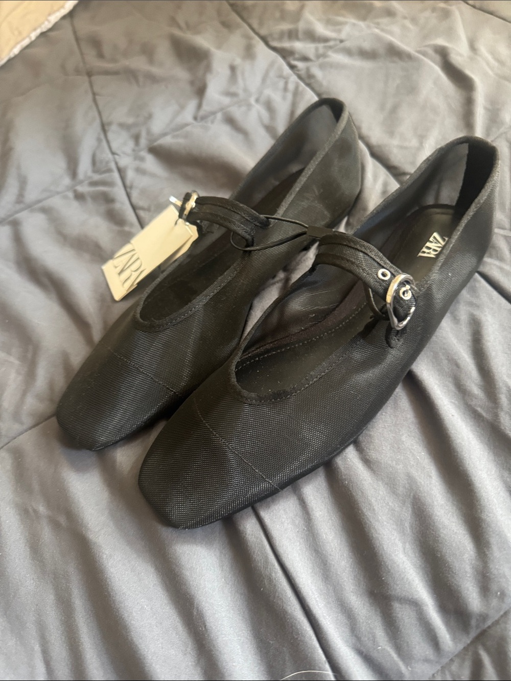 Zara Black Mary-Jane Buckle Flats